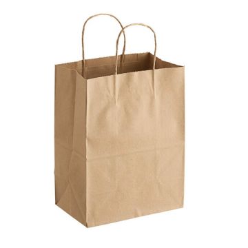 Kraft 8" x 4.75" x 10" Paper Shopping Bag with Twist Handle - 250 Count